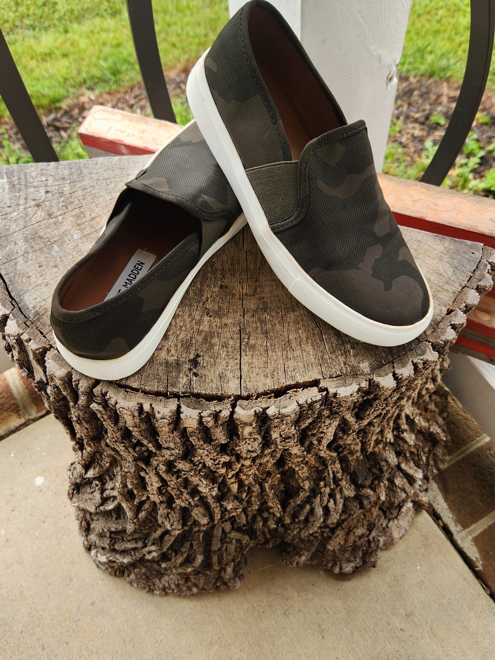 Steve Madden Women’s Camo Slip-On Loafers in Olive Green and Black - Picture 2 of 7